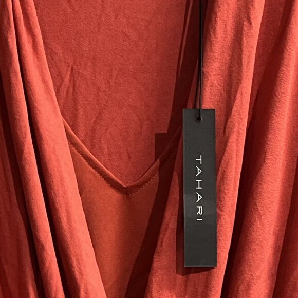 Elie Tahari Top Womens XL Burnt Orange Faux Wrap Jersey Knit Pullover Blouse - Picture 3 of 7